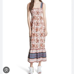 Joie- Floral Maxi Dress with Red and Blue Accents- size small
